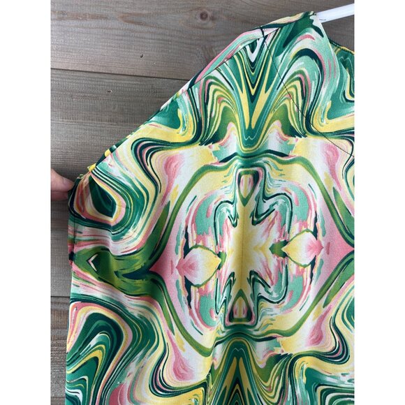 Umgee Womens Shirt Blouse Poncho Asymmetrical Hemline Green Size Small Medium - Picture 5 of 8